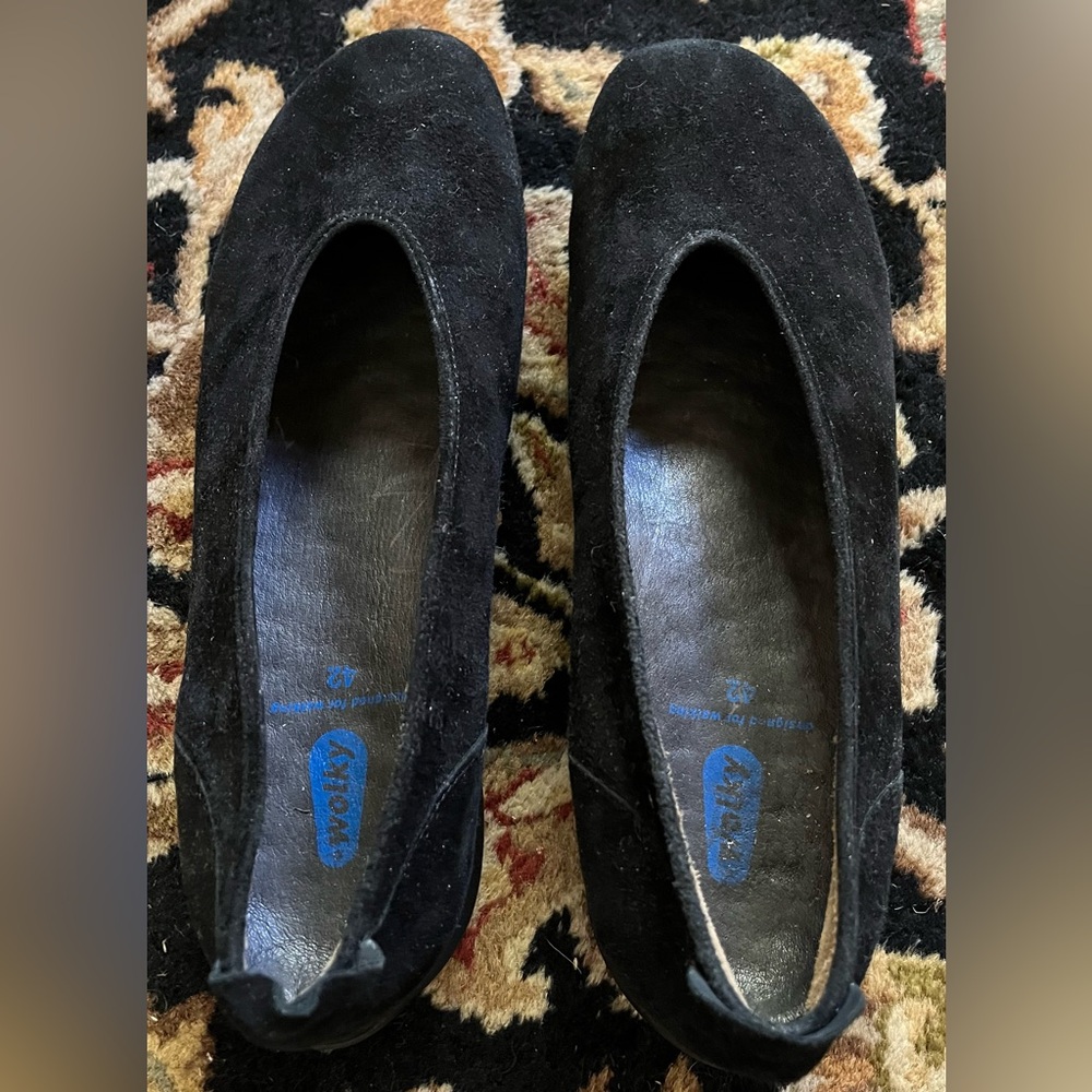 Wolky Ballet Flat Sz 10-42 Black Suede Leather